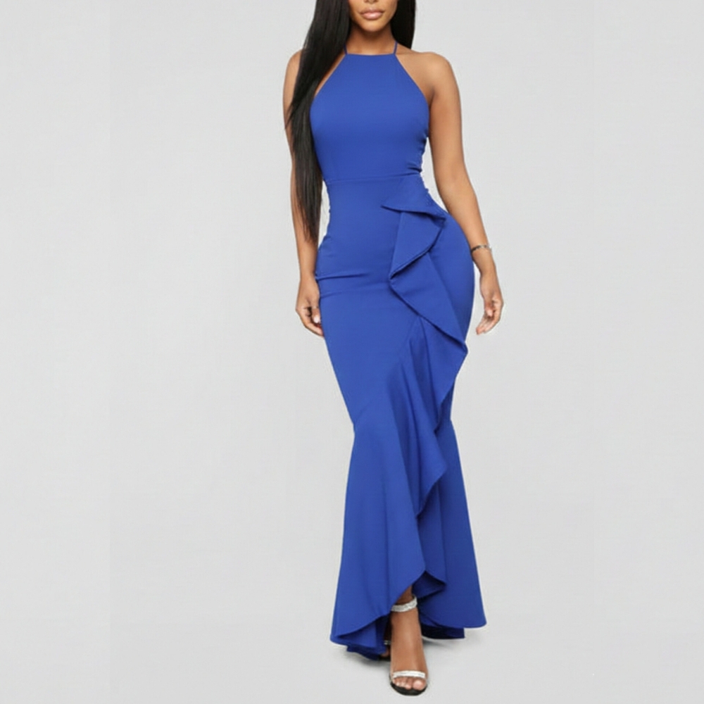 XS Royal Blue Halter Long Evening Dress - Fashion Nova Deserve More